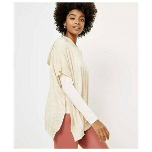 Ann Taylor LOFT Womens XS/S Hoodie Poncho Pullover Sweater Oatmeal Heather 1430
